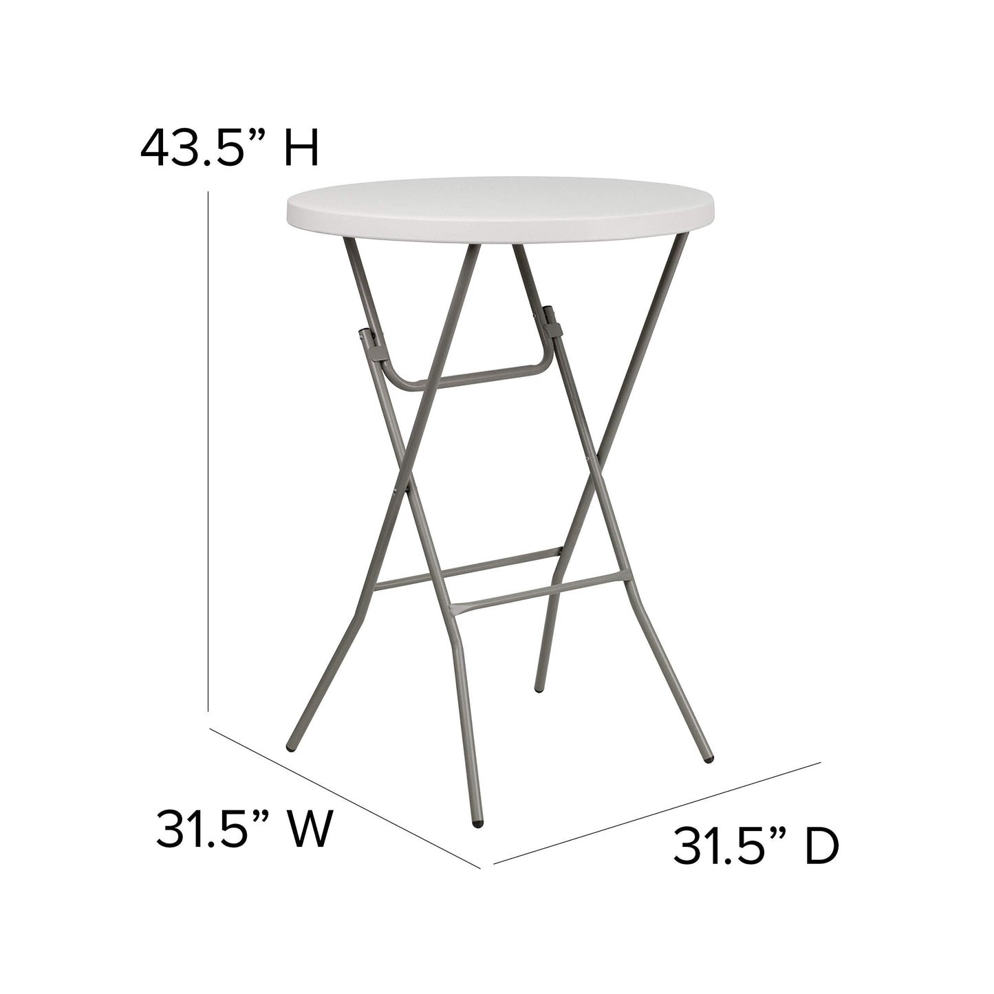 Flash Furniture Kathryn 31.5 Inch Round Folding Bar Height Table Granite White