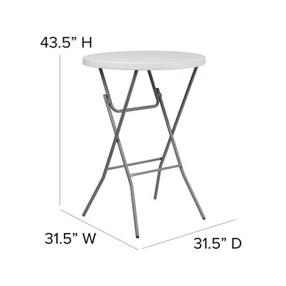 Flash Furniture Kathryn 31.5 Inch Round Folding Bar Height Table Granite White