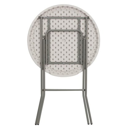 Flash Furniture Kathryn 31.5 Inch Round Folding Bar Height Table Granite White