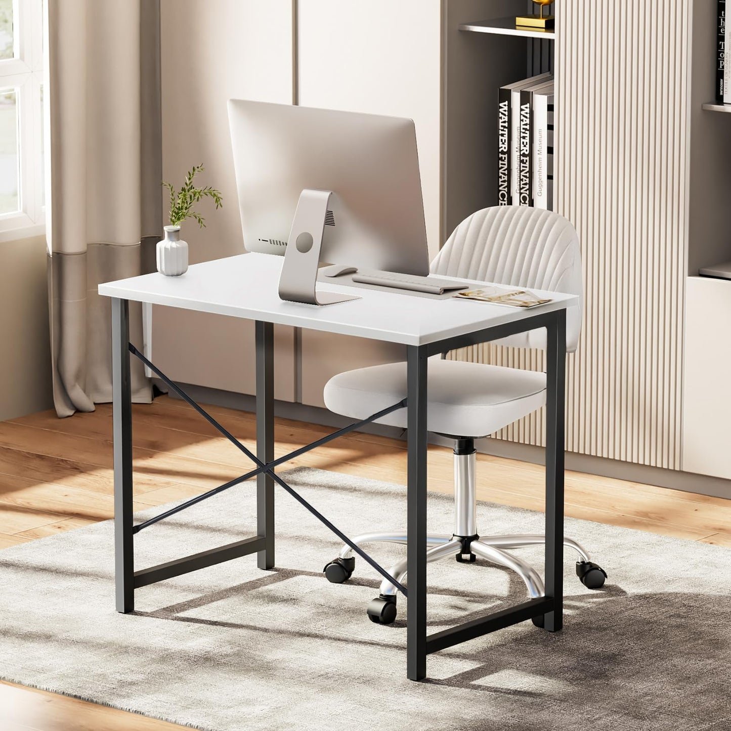 Sweetcrispy 32 Inch Computer Desk White Black